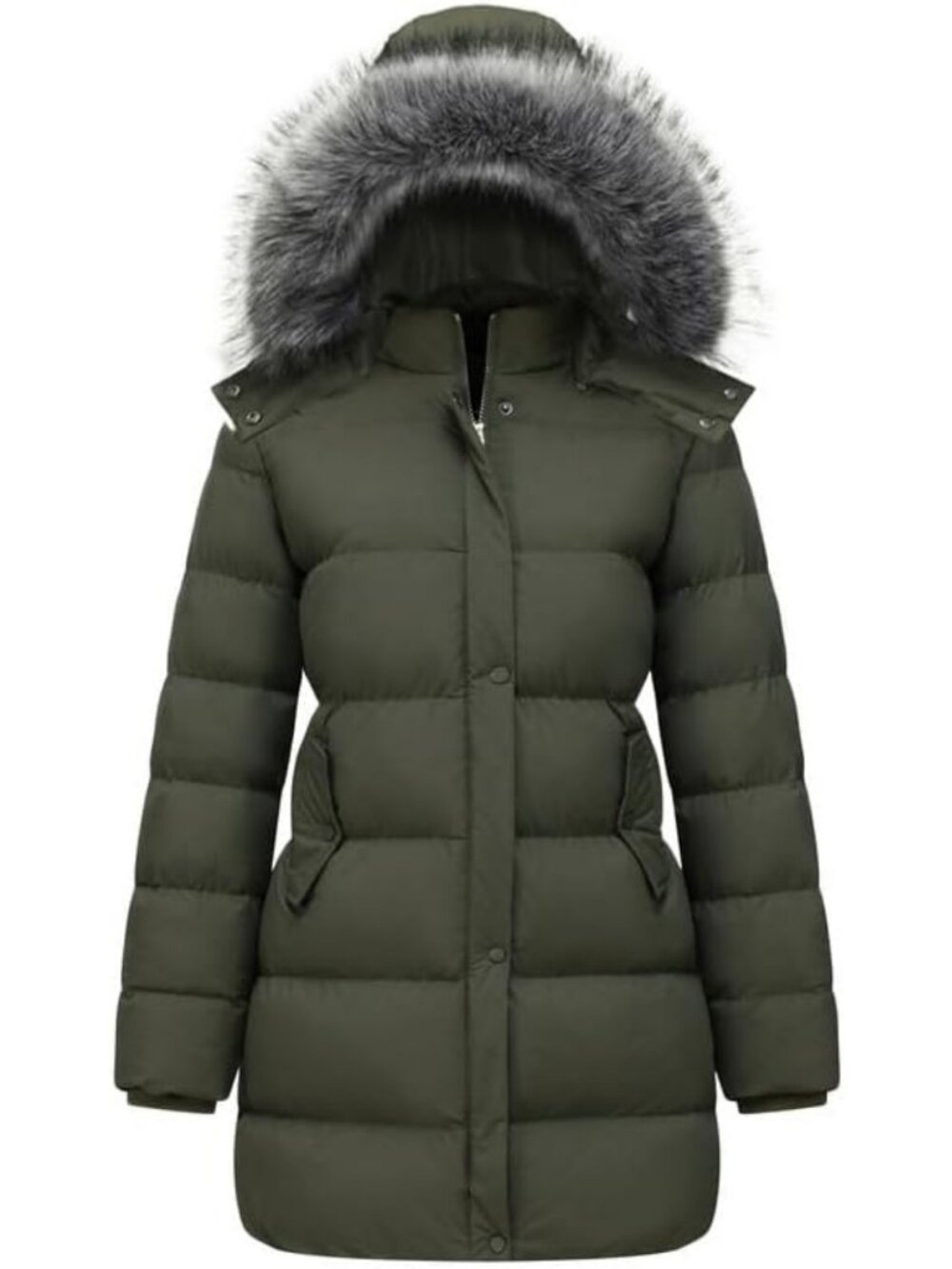 Cozy Women's Winter Puffer Coat with Removable Fur Hood - Warm Snow Jacket